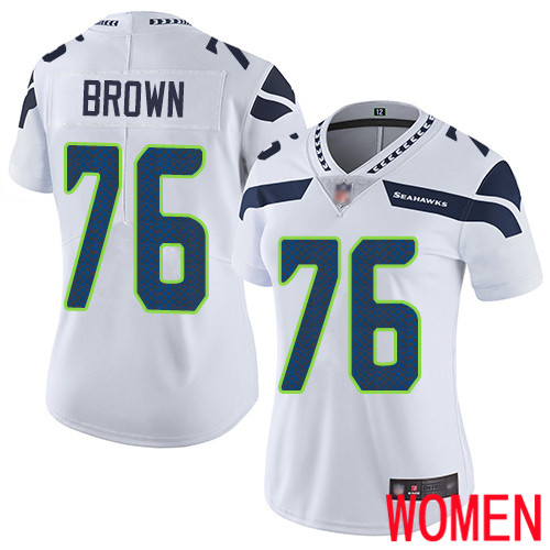 Seattle Seahawks Limited White Women Duane Brown Road Jersey NFL Football #76 Vapor Untouchable->women nfl jersey->Women Jersey